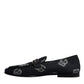 Black Logo Cotton Loafers Formal Dress Shoes