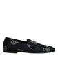 Black Logo Cotton Loafers Formal Dress Shoes