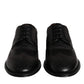 Black Embroidered Classic Leather Derby Dress Shoes