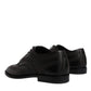 Black Embroidered Classic Leather Derby Dress Shoes