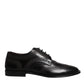 Black Embroidered Classic Leather Derby Dress Shoes