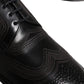 Black Embroidered Classic Leather Derby Dress Shoes