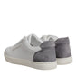 White Suede Leather Low Top Sneakers Shoes