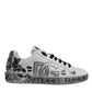 White Silver Crystal Logo Portofino Sneakers Shoes