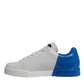 White Blue Leather Logo Low Top Sneakers Shoes