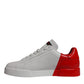 White Red Leather Logo Low Top Sneakers Shoes