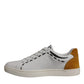 White Suede Leather Low Top Sneakers Shoes