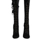 Black Lace Up Heels High Boots Shoes