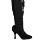 Black Lace Up Heels High Boots Shoes