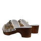 White Raffia Clogs Bejeweled Chain Sandals Shoes