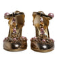 Gold Embellished Vally Heels Sandals Shoes
