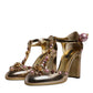 Gold Embellished Vally Heels Sandals Shoes
