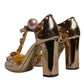 Gold Embellished Vally Heels Sandals Shoes