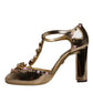 Gold Embellished Vally Heels Sandals Shoes