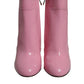 Pink Patent Leather Heel Mid Calf Boots Shoes