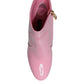 Pink Patent Leather Heel Mid Calf Boots Shoes