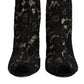 Black Floral Lace Heels Ankle Boots Shoes