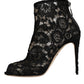 Black Floral Lace Heels Ankle Boots Shoes