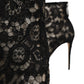 Black Floral Lace Heels Ankle Boots Shoes