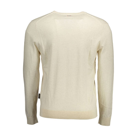 Beige Cotton Men Sweater