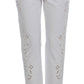 Elegant White Floral Cutout Dress Pants