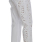 Elegant White Floral Cutout Dress Pants