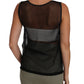 Elegant Black Mesh Sleeveless Blouse Top