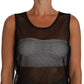 Elegant Black Mesh Sleeveless Blouse Top