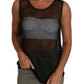 Elegant Black Mesh Sleeveless Blouse Top