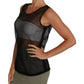 Elegant Black Mesh Sleeveless Blouse Top