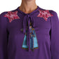 Enchanted Purple Silk Crystal Blouse