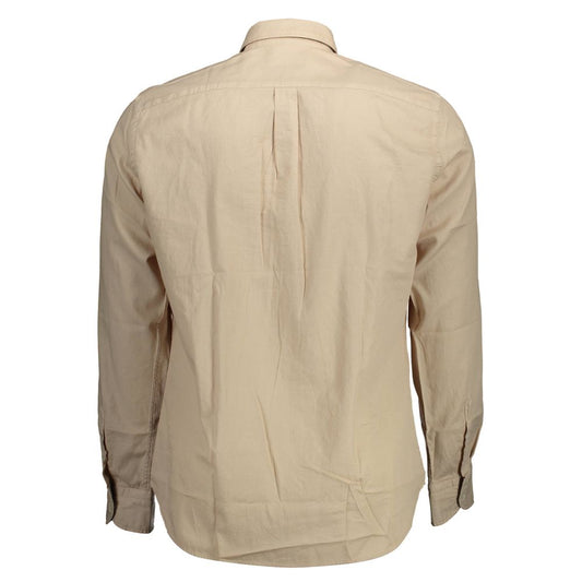 Beige Cotton Men Shirt