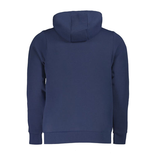 Blue Cotton Men Hooded Sweater