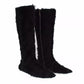 Black Xiangao Lamb Fur Leather Boots Shoes