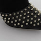 Black Suede Studded Heels Ankle Boots Shoes