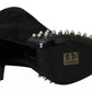 Black Suede Studded Heels Ankle Boots Shoes