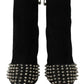 Black Suede Studded Heels Ankle Boots Shoes