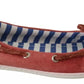 Scarlet Red Blue Stripe Flat Slip-On Shoes