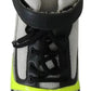 Fog Gray Neon Green Black Lace-Up Strap Shoes