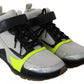 Fog Gray Neon Green Black Lace-Up Strap Shoes