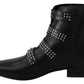 Black Fashion Buckled Zipper Ankle Boots Shoes