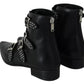 Black Fashion Buckled Zipper Ankle Boots Shoes