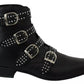 Black Fashion Buckled Zipper Ankle Boots Shoes