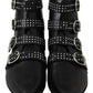 Black Fashion Buckled Zipper Ankle Boots Shoes