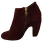 Maroon Blush Velvet Suede Penelope Ankle Boots Shoes