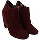 Maroon Blush Velvet Suede Penelope Ankle Boots Shoes