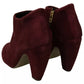 Maroon Blush Velvet Suede Penelope Ankle Boots Shoes
