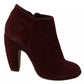 Maroon Blush Velvet Suede Penelope Ankle Boots Shoes