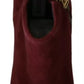 Maroon Blush Velvet Suede Penelope Ankle Boots Shoes