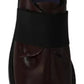 Dark Brown Leather Elastic Strap Shoes